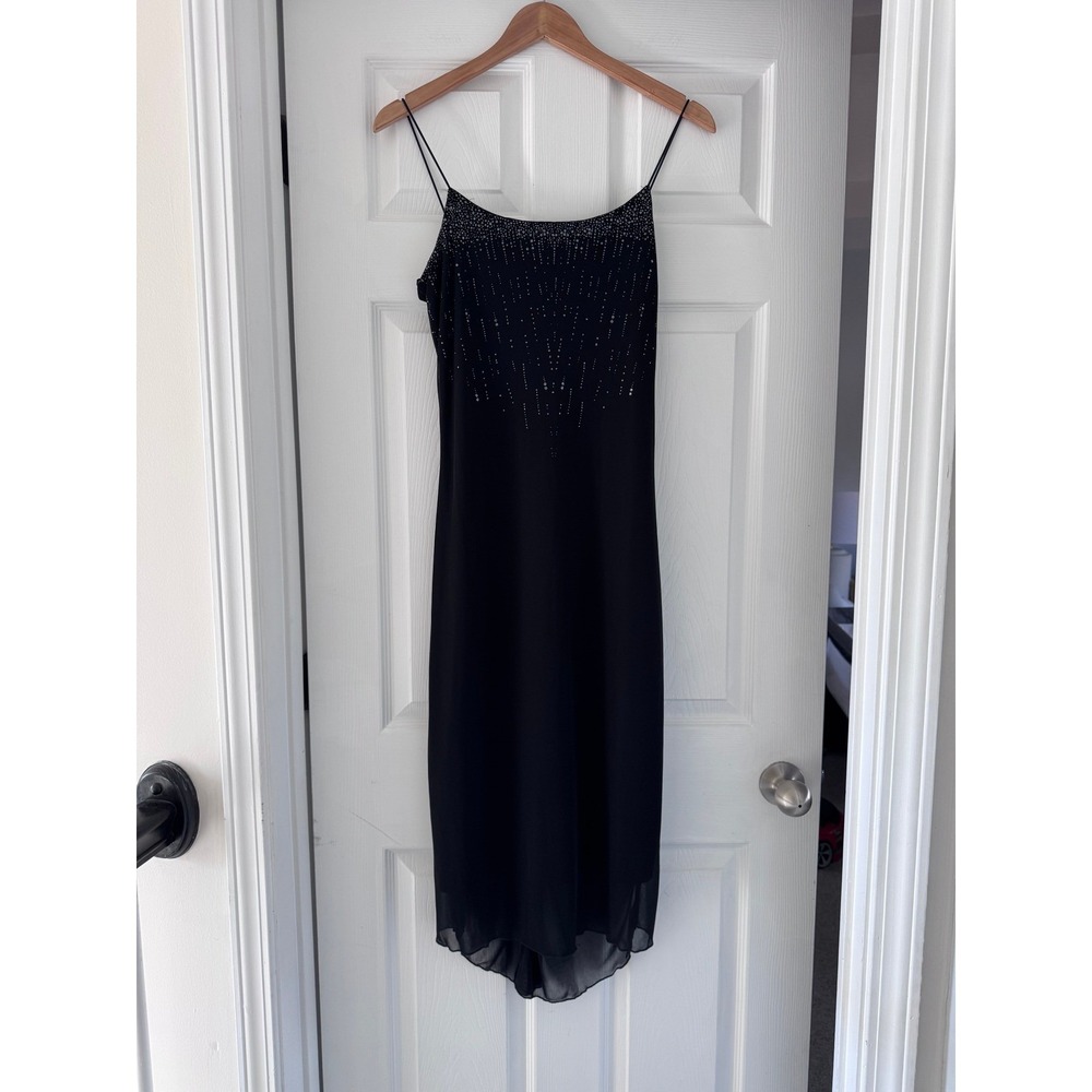 90s‎ Beaded Byer Too Black Slip Dress Whimsigoth Fairy Retro